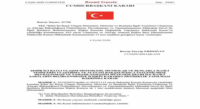 Van’daki tramvay hattı projesi Ulaştırma ve Altyapı Bakanlığına devredildi