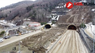 Heyelan sonrası Bolu Dağı Tüneli'nde yol açma çalışmaları sürüyor